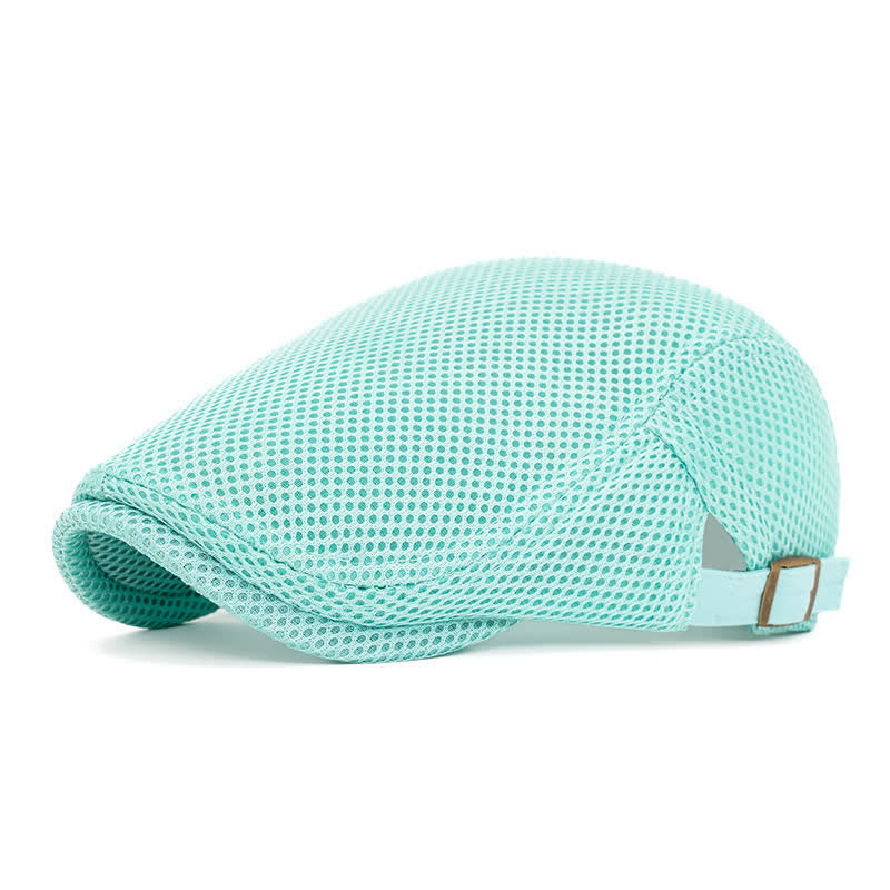 Boina plana de malla de verano de color sólido - Cian - Ajustable (22"-23 5/8") - image 18