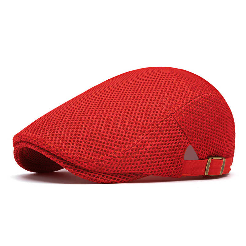 Boina plana de malla de verano de color sólido - Rojo - Ajustable (22"-23 5/8") - image 11