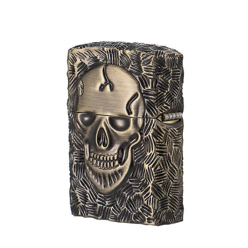 Encendedor de queroseno recargable con esqueleto dominante de Halloween - Bronce - image 3