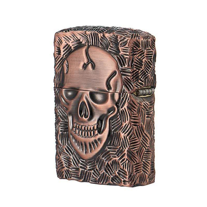 Encendedor de queroseno recargable con esqueleto dominante de Halloween - Bronce rojo - image 5