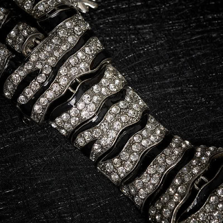 Broche grande de lujo con brillantes diamantes de imitación de tigre majestuoso para hombre - image 5