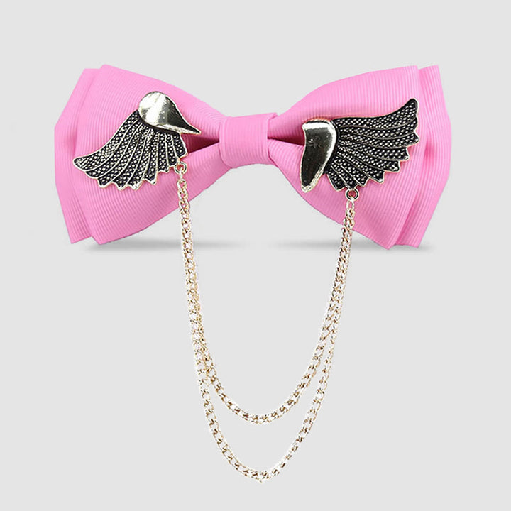 Pajarita con cadena y alas doradas para hombre - Rosa - image 5