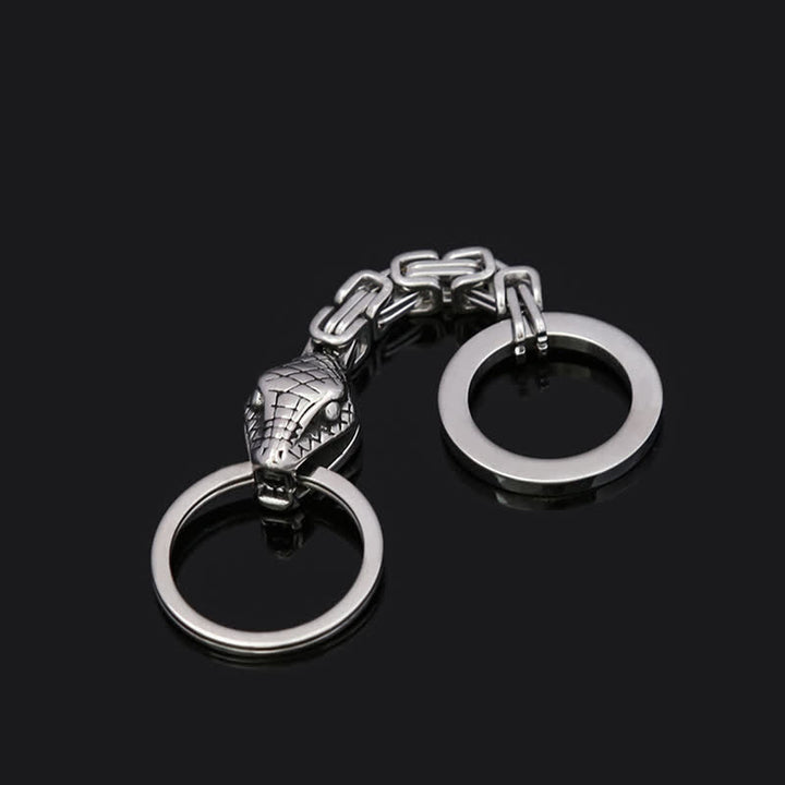 Llavero de serpiente de estilo vikingo nórdico de plata antigua - Plata antigua - image 0