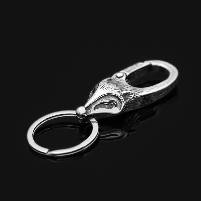 Llavero con cabeza de zorro de plata antigua de estilo único - Plata antigua - image 0