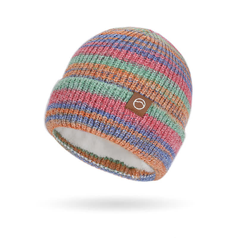 Conjunto de 3 guantes y gorro con rayas neutras multicolores - image 3