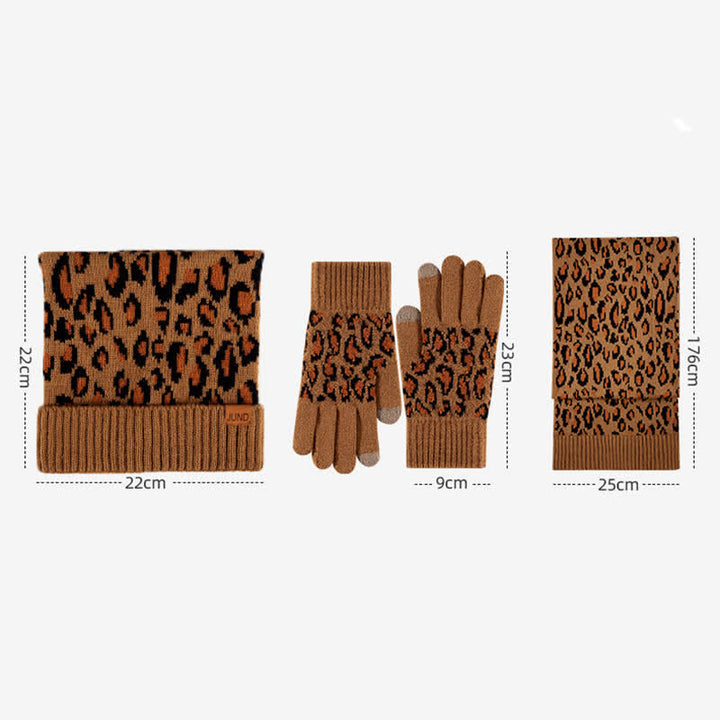 Conjunto de 3 guantes y bufanda con orejas de gato y estampado de leopardo - image 7