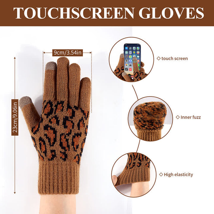 Conjunto de 3 guantes y bufanda con orejas de gato y estampado de leopardo - image 5
