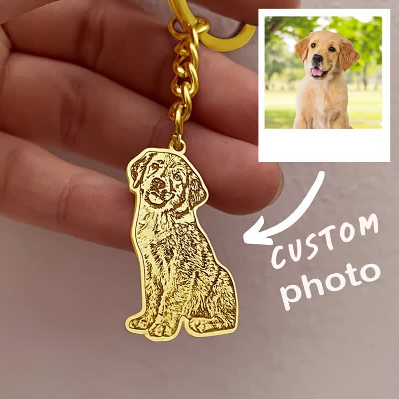 Llavero con foto conmemorativa con retrato de mascota personalizado - Oro - image 2