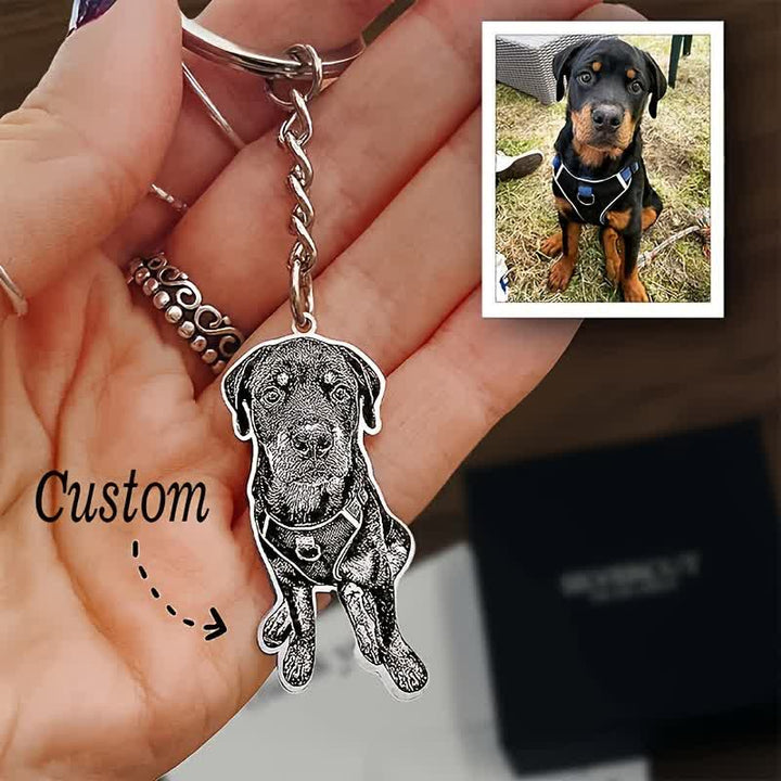 Llavero con foto conmemorativa con retrato de mascota personalizado - Plata - image 0