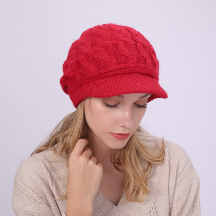 Gorro holgado con visera y forro mullido para mujer