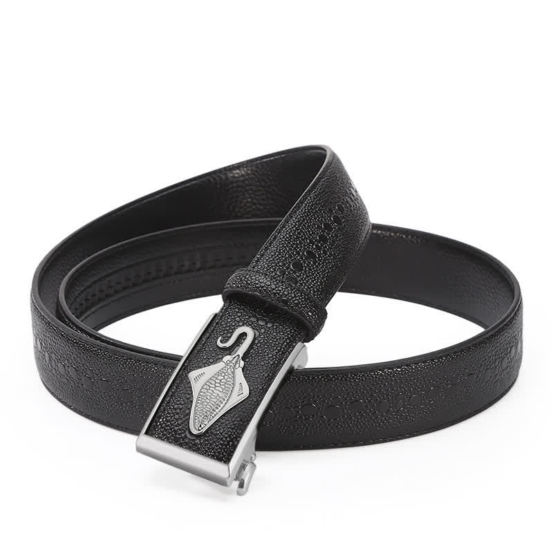 Cinturón de piel con trinquete y estampado de cocodrilo perlado para hombre