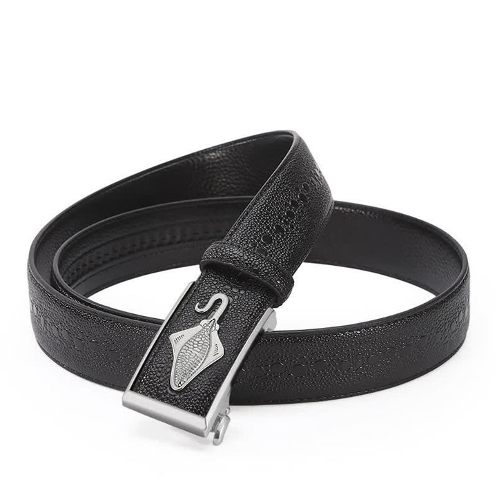 Cinturón de piel con trinquete y estampado de cocodrilo perlado para hombre