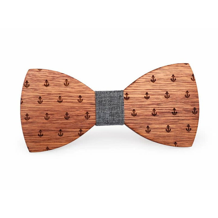 Pajarita de madera con ancla de barco náutico para hombre