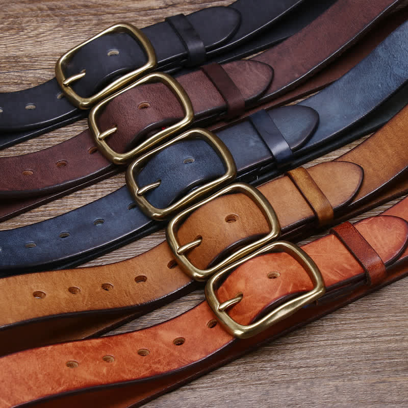Cinturón de piel de vaca pura gruesa vintage para hombre
