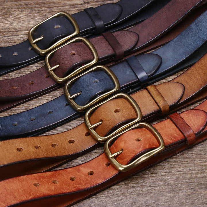 Cinturón de piel de vaca pura gruesa vintage para hombre