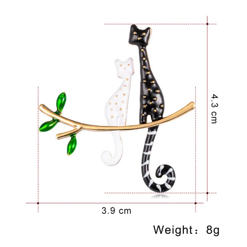 Broche de gato con lunares y gatito perezoso para mujer