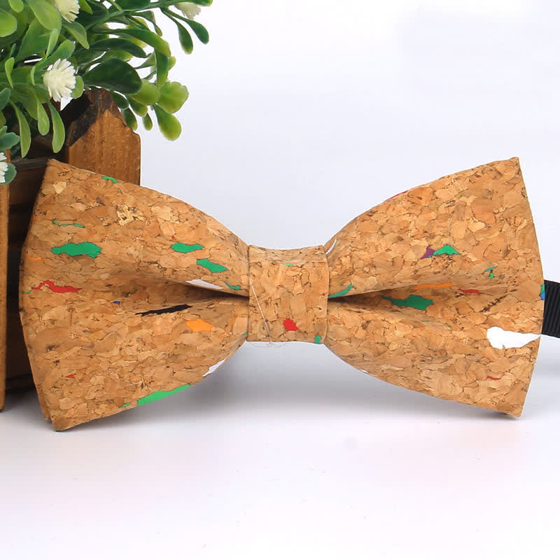 Pajarita multicolor con estampado geométrico de vetas de madera para hombre
