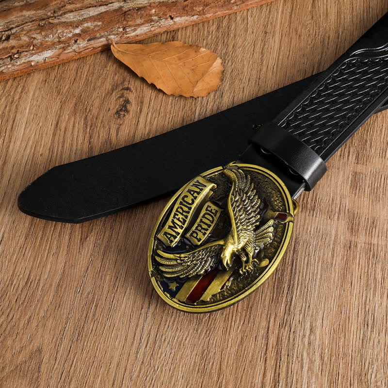 Cinturón de cuero con águila calva American Pride para hombre