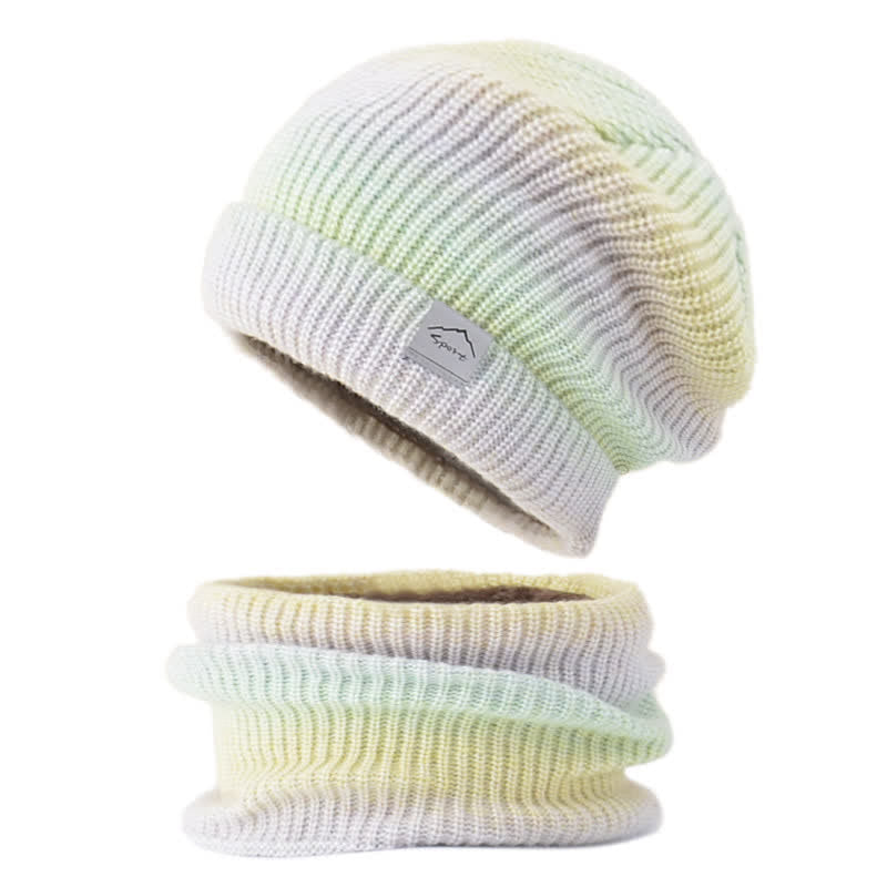 Conjunto de 2 bufandas elásticas con lazo para sombrero y color degradado