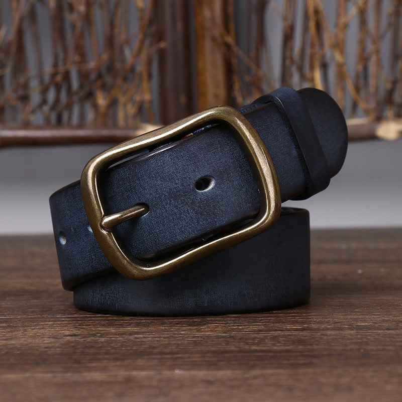Cinturón de piel de vaca pura gruesa vintage para hombre