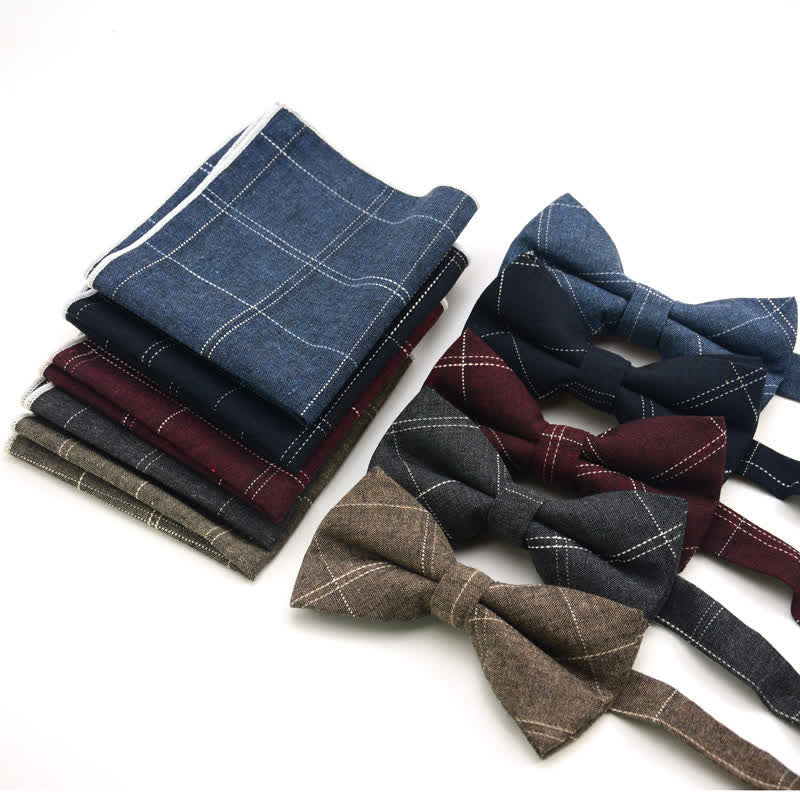 Conjunto de 2 pajaritas clásicas a cuadros para hombre