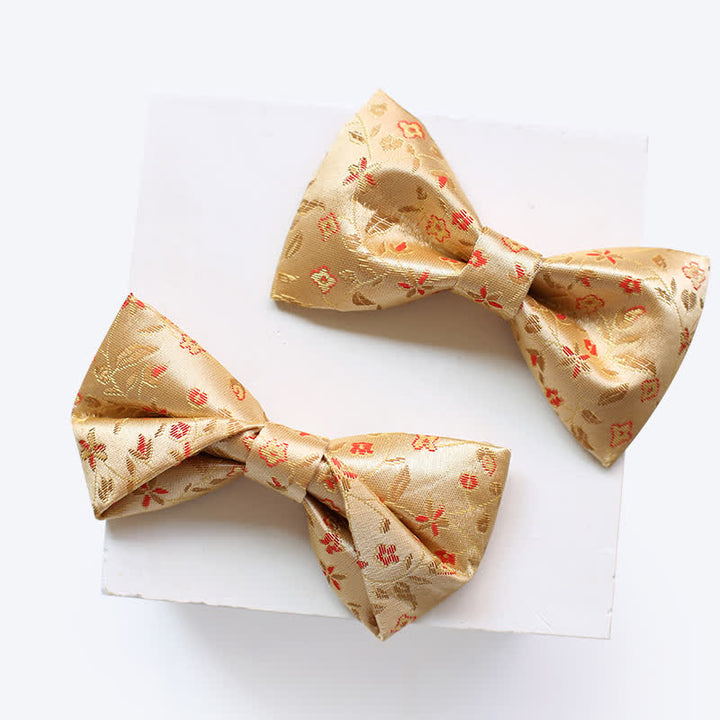 Pajarita para hombre con flores amarillas y rojas brillantes