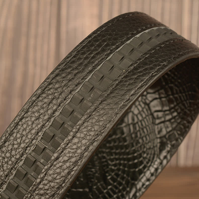 Cinturón de piel con estampado de cocodrilo y buey gigante para hombre
