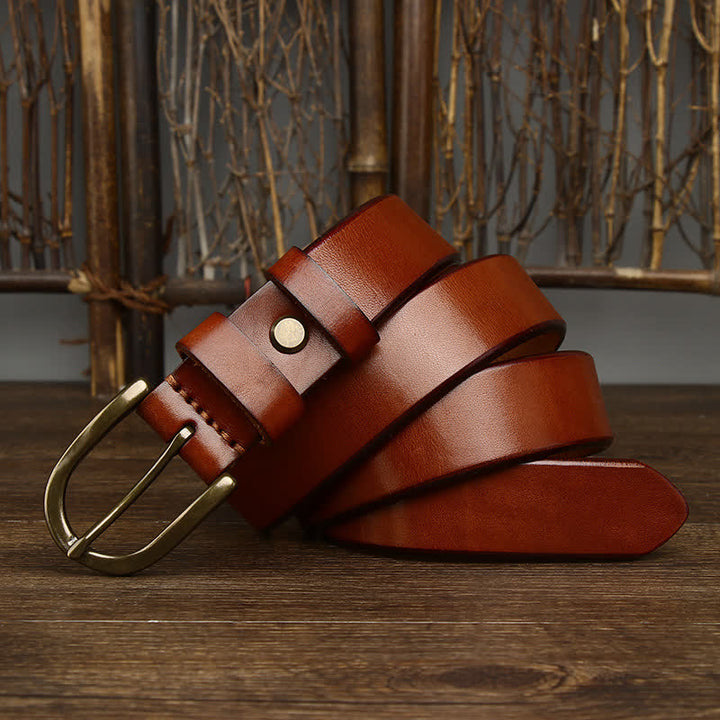 Cinturón casual de cuero liso y brillante para hombre