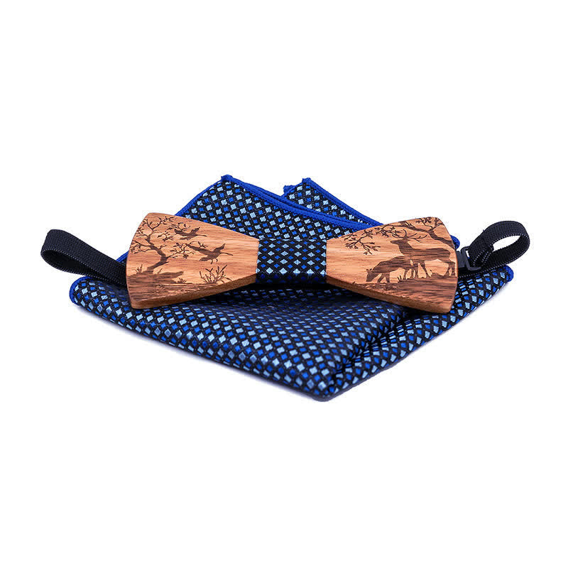 Juego de 3 pajaritas de madera con forma de alce navideño para hombre