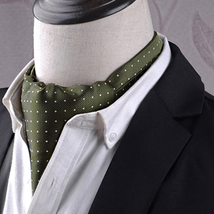 Corbata con estampado de lunares blancos en verde oliva