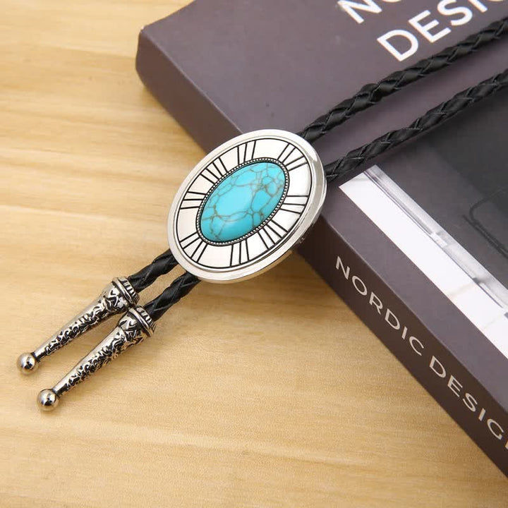 Corbata Bolo con medallón de piedra de ágata natural ovalada