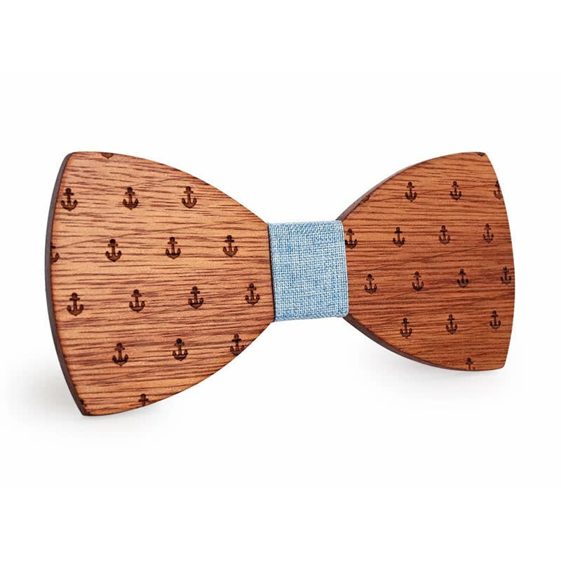 Pajarita de madera con ancla de barco náutico para hombre