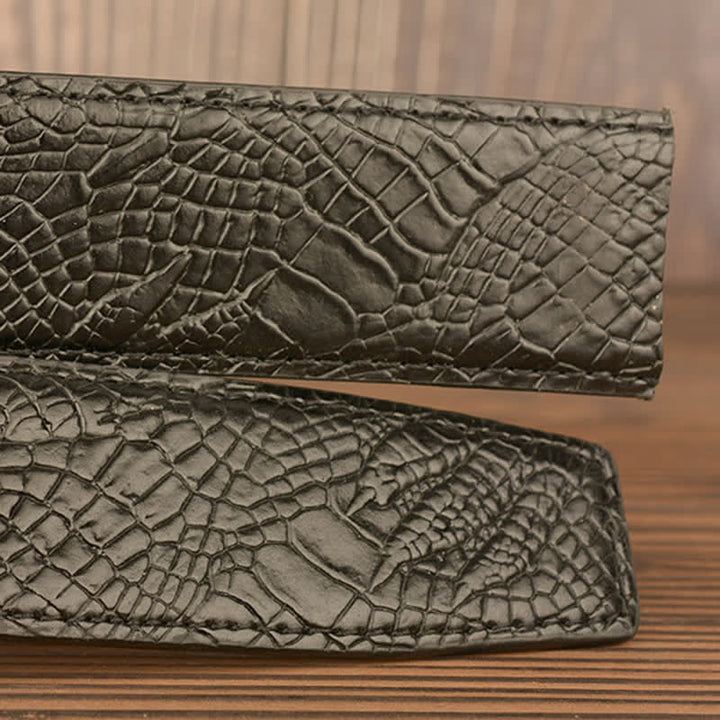 Cinturón de piel con estampado de cocodrilo y buey gigante para hombre