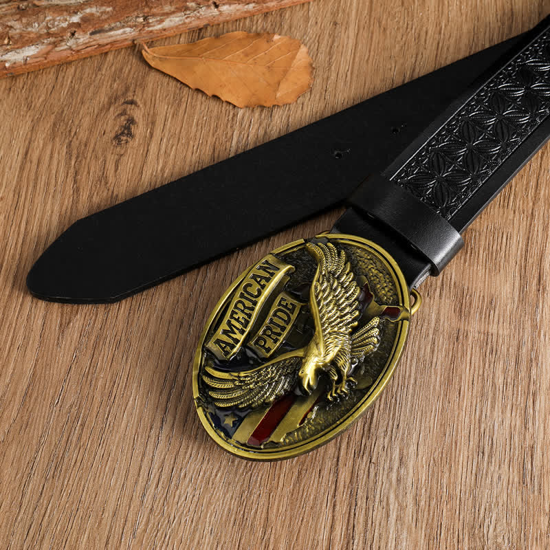 Cinturón de cuero con águila calva American Pride para hombre