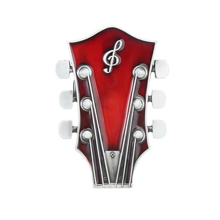 Cinturón de cuero con hebilla de clavijero de guitarra musical para hombre hecho a mano