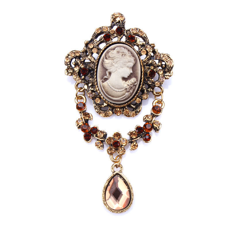 Broche de lágrima con camafeo para mujer