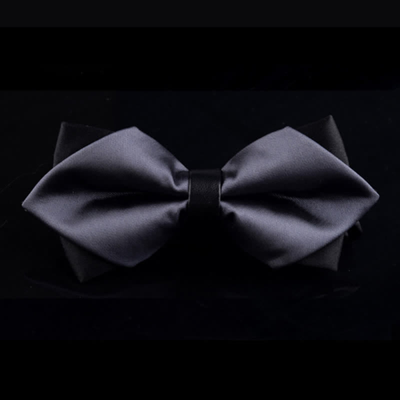 Pajarita puntiaguda de doble capa gris oscuro para hombre