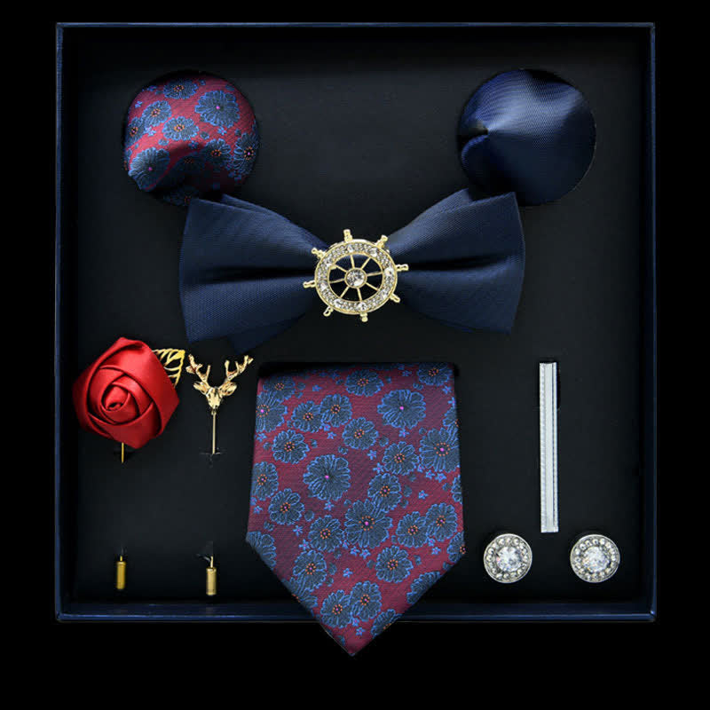 Caja de regalo con 8 pijamas informales con diseño floral azul marino y orquídea
