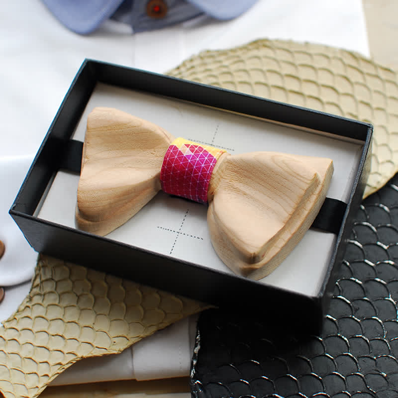 Pajarita de madera en capas con filo de hielo para hombre