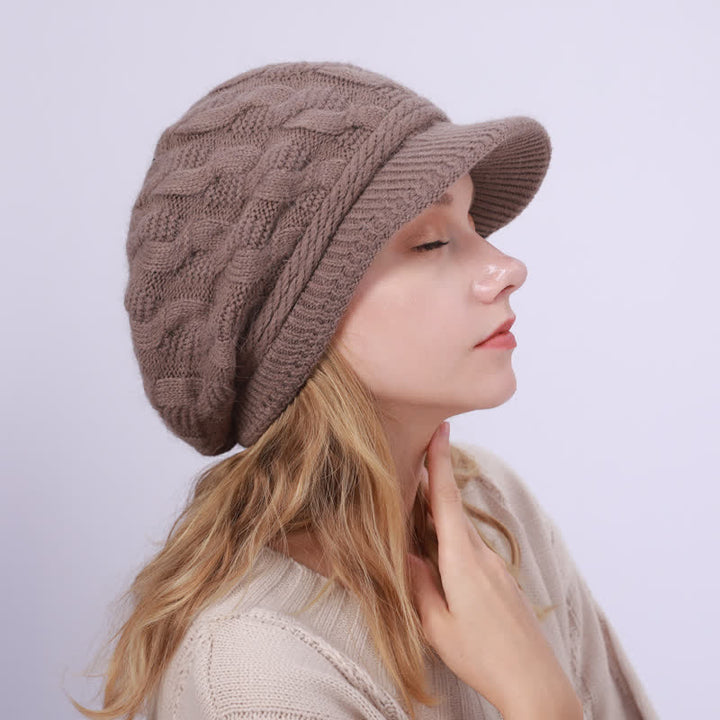 Gorro holgado con visera y forro mullido para mujer