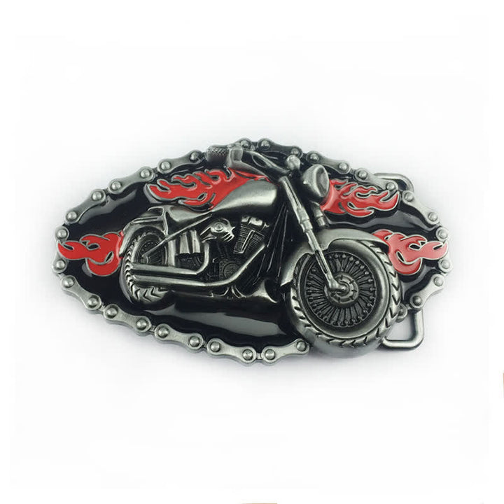 Cinturón de cuero con hebilla de motocicleta y locomotora para hombre