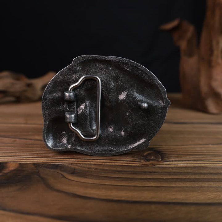 Cinturón de cuero con hebilla Live to Ride de calavera para hombre, hecho a mano