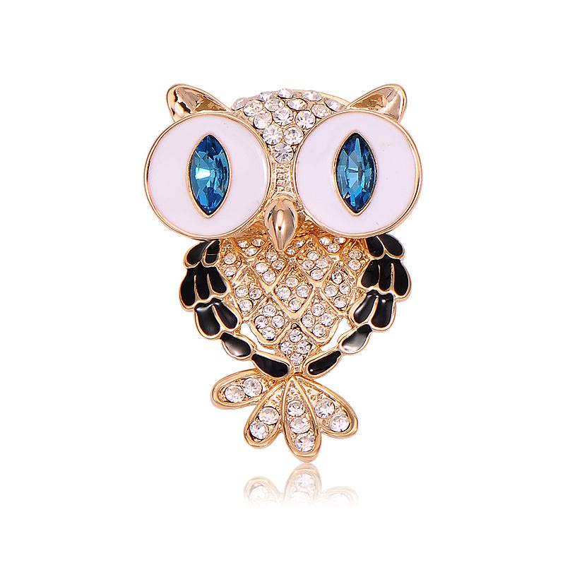 Broche de búho de ojos azules místicos para mujer