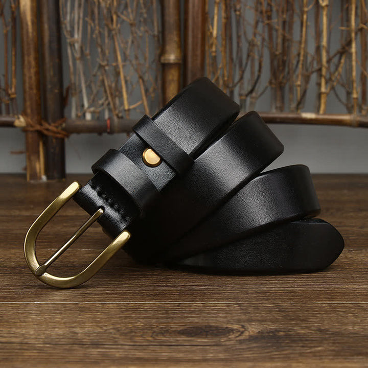 Cinturón casual de cuero liso y brillante para hombre