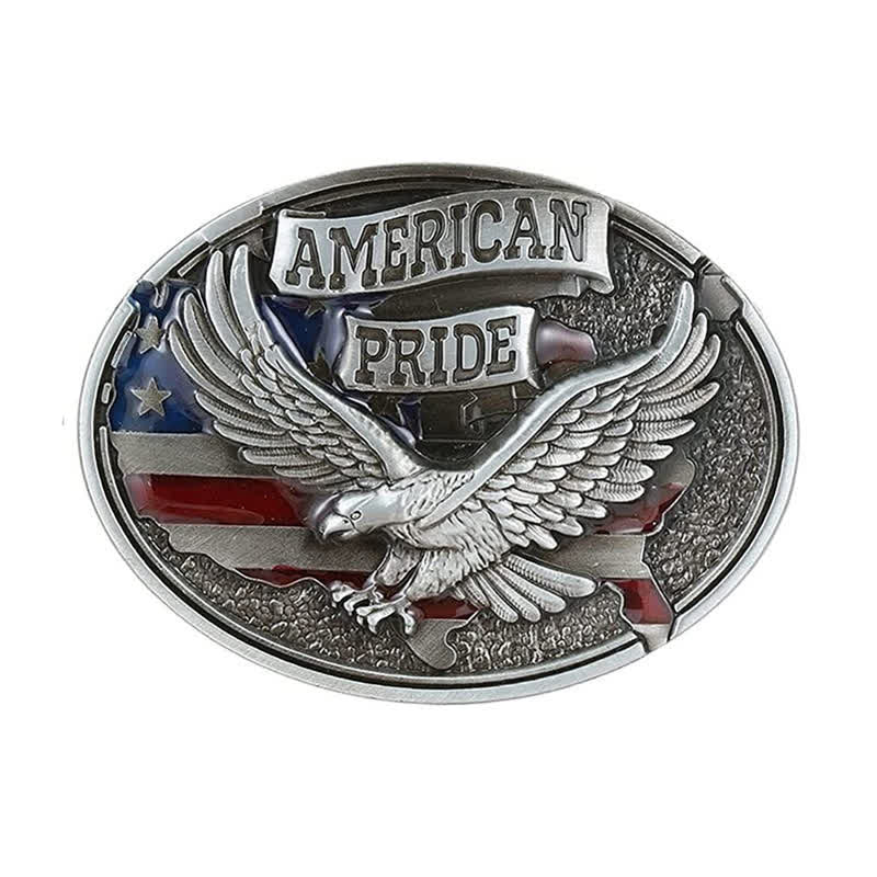 Cinturón de cuero con hebilla de águila American Pride para hombre, hecho a mano