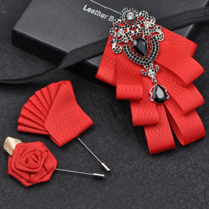 Conjunto de 3 pajaritas con diamantes de imitación negros a cuadros