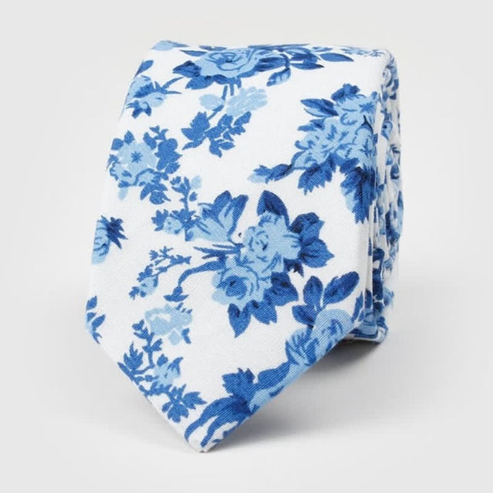 Corbata de algodón con estampado floral para hombre