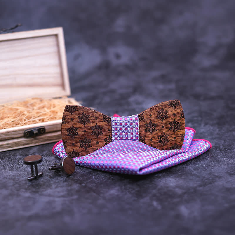 Juego de 3 pajaritas navideñas de madera con diseño de copos de nieve para hombre