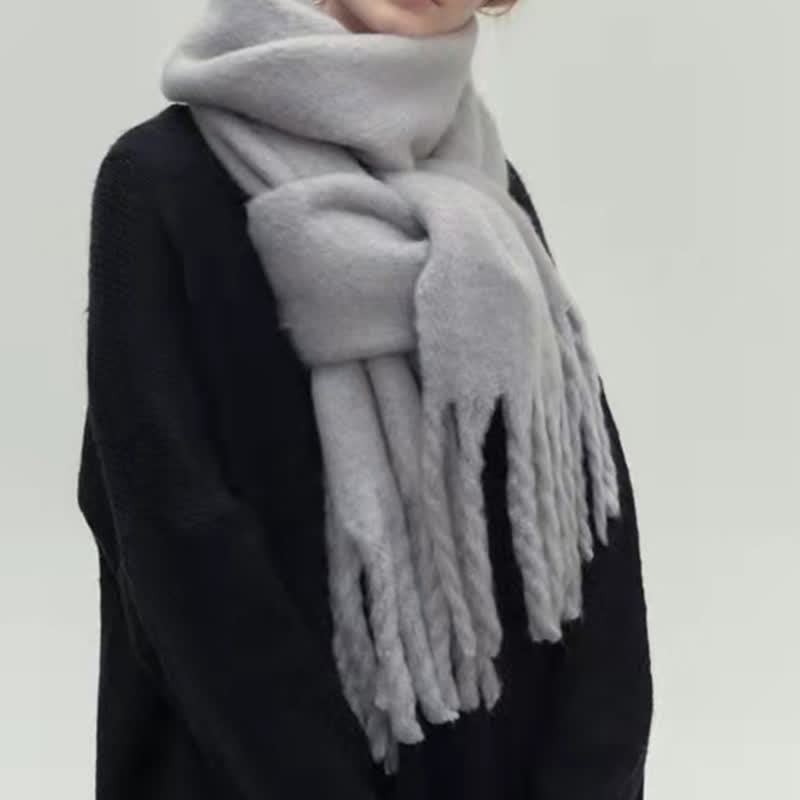 Bufanda gruesa y suave de color sólido para mujer