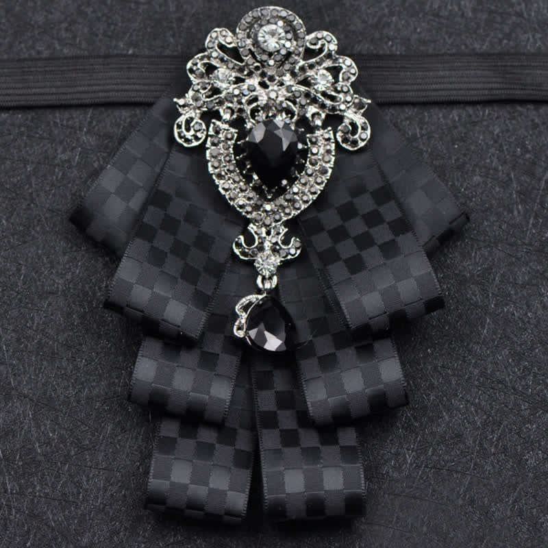 Conjunto de 3 pajaritas con diamantes de imitación negros a cuadros